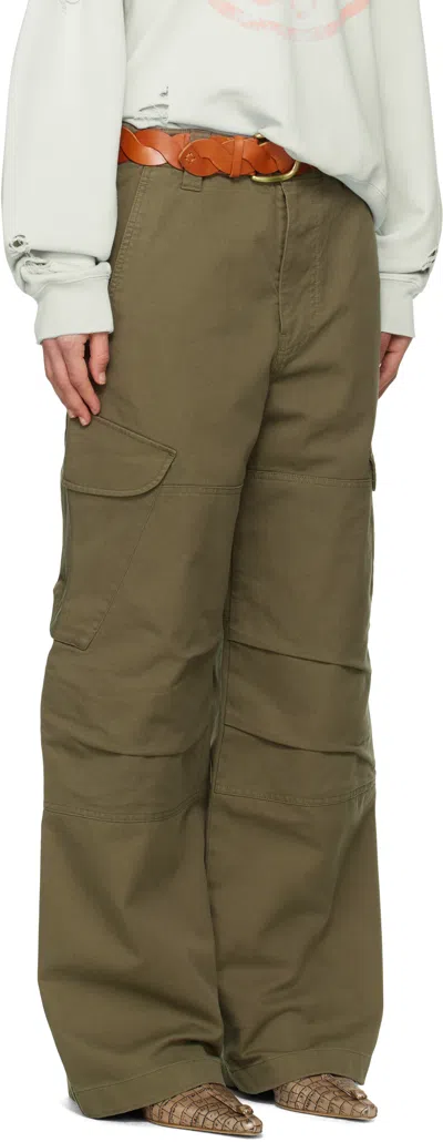Acne Studios Green Dry Cotton Twill Cargo Pants In Ab8 Green