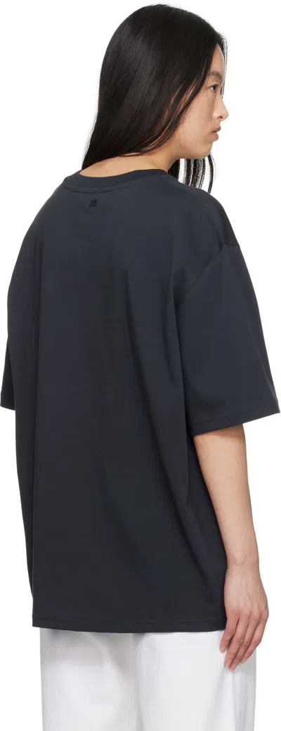 Ami Alexandre Mattiussi Boxy Navy T-shirt With Playful Logo Detailing In Black
