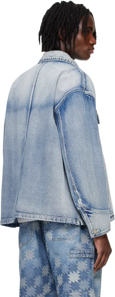 Solid Homme Blue Work Denim Jacket In 321l