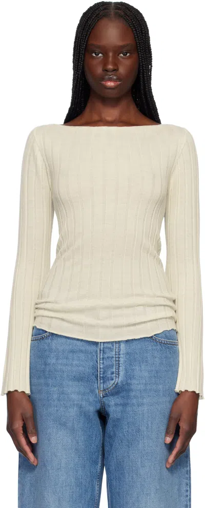 Guest In Residence Off-white Rib Flare Sweater In Cre Cream