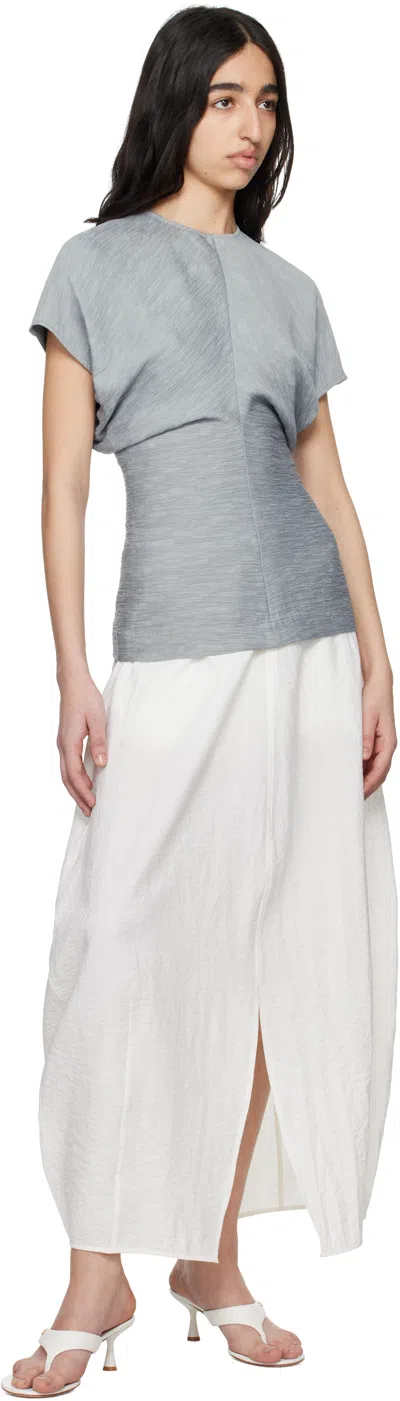 Totême Blue Slouch Waist Crinkled Blouse