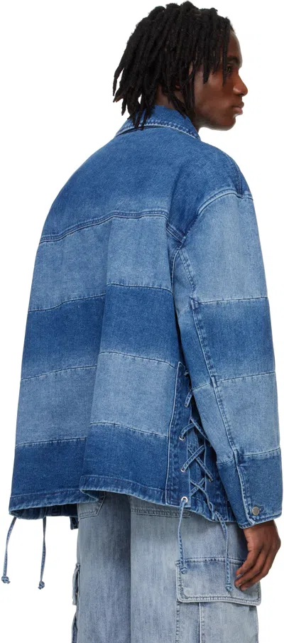 Solid Homme Blue Block Denim Jacket In 327l