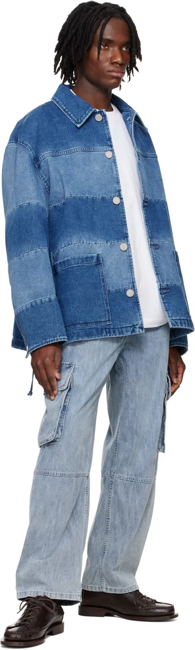 Solid Homme Blue Block Denim Jacket In 327l