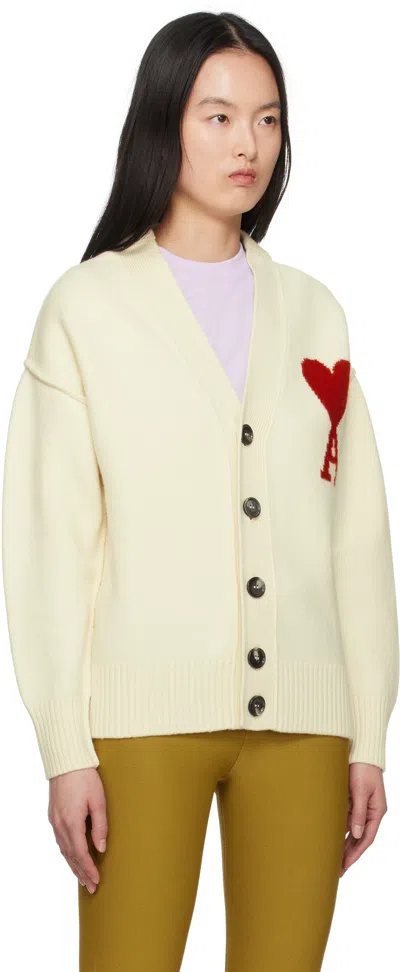Ami Alexandre Mattiussi Ami Intarsia-knit V-neck Wool Cardigan In White