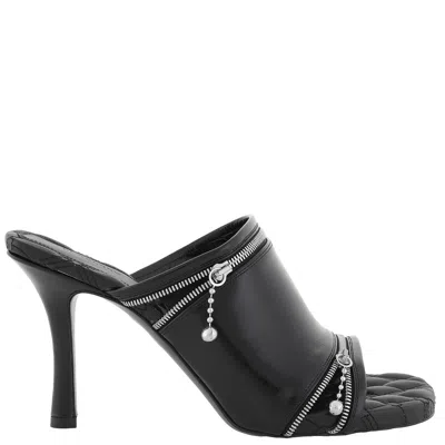 Burberry Sandals Peep Model In Shiny Black Leather