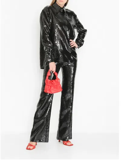 Alberta Ferretti Sequin Embellished Long Sleeve Top In Black