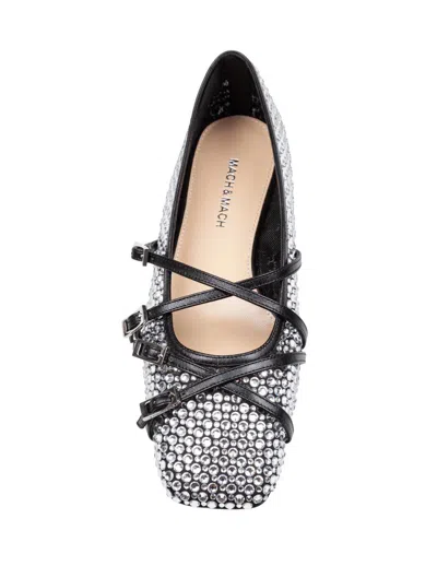 Mach&mach Crystal Net Square Toe Ballerinas With Straps 10mm By Mach In Black