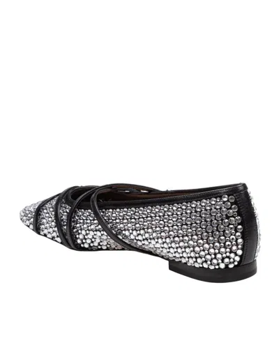 Mach&mach Crystal Net Square Toe Ballerinas With Straps 10mm By Mach In Black