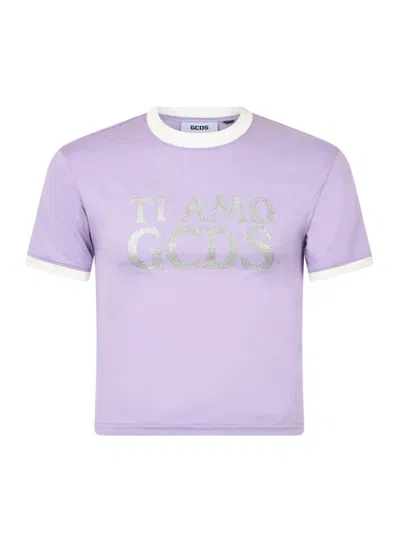 Gcds Boxy T-shirt With Glitter Ti Amo  In Multicolor