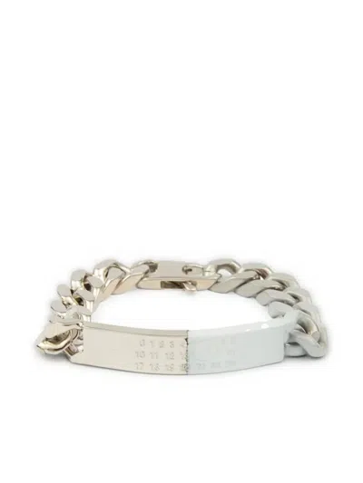 Mm6 Maison Margiela Minimal Logo Id Tag Bracelet In Grey