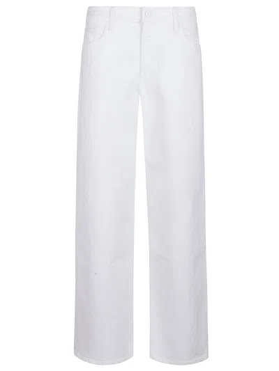 Mother The Hustler Patch Pocket Raw Hem High Waist Ankle Flare Jeans In White