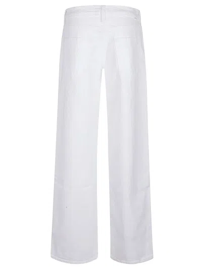 Mother The Hustler Patch Pocket Raw Hem High Waist Ankle Flare Jeans In White