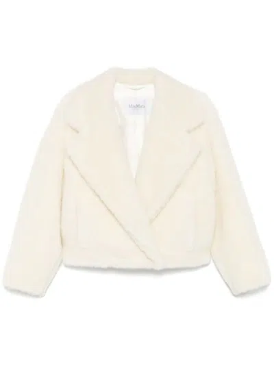 Max Mara Oggeri Teddy Short Coat In White