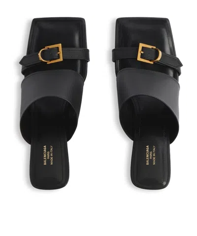 Balenciaga Bel Air Leather Sandals In Black