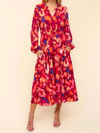 Haptics Fit & Flare Floral Dress In Red Multi In Multi