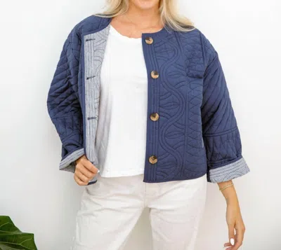 Erica Wilson Quilted Jacket In Navy In Blue