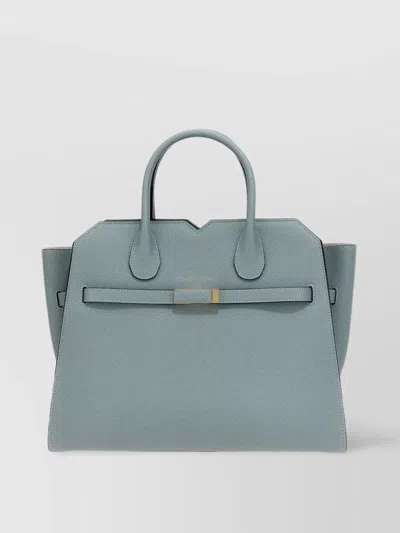 Valextra Medium Structured Handbag Metal Hardware In Gray