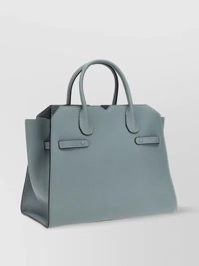 Valextra Medium Structured Handbag Metal Hardware In Gray