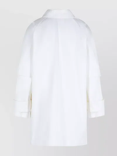 Max Mara Layered Sleeve Coat Featuring Button Detail In White
