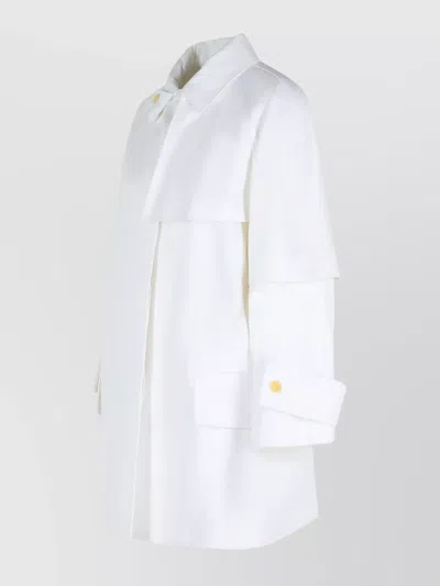 Max Mara Layered Sleeve Coat Featuring Button Detail In White