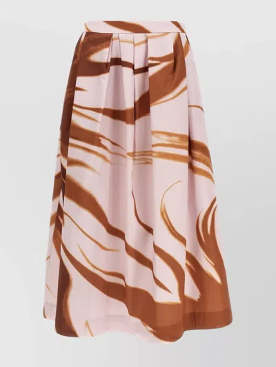 Dries Van Noten High Waist Pleated Midi Skirt With Abstract Print