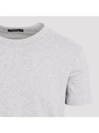 Tom Ford Grey Regular Fit T-shirt With Classic Crew Neckline In Gray