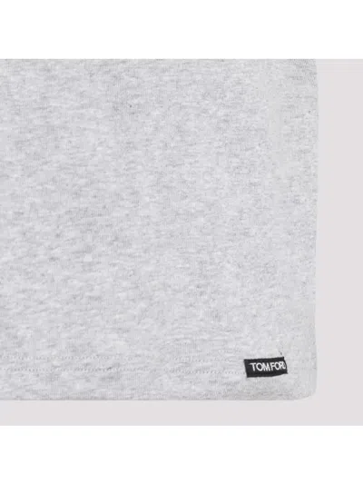 Tom Ford Grey Regular Fit T-shirt With Classic Crew Neckline In Gray