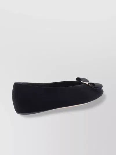 Ferragamo Ballerina Bow Black Var In Black
