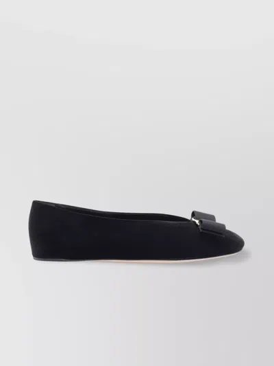 Ferragamo Ballerina Bow Black Var In Black