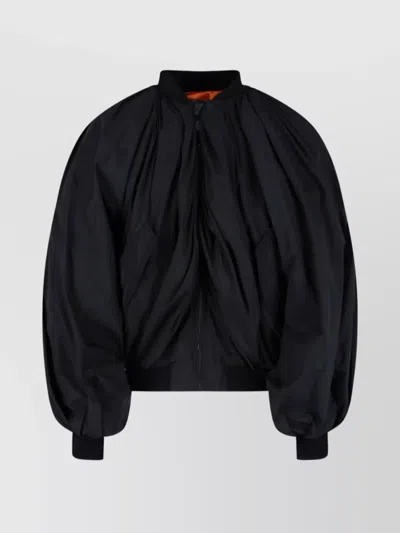 Balenciaga Draped Bomber In Technical Micro Faille