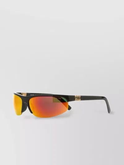 Miu Miu Nocturne Wraparound Sunglasses Reflective Lenses In Brown