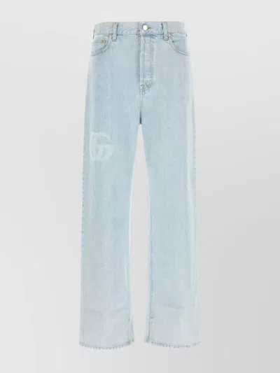 Gucci Button Fly Jeans In Blue