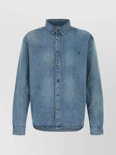Saint Laurent Cassandre' Blue Cotton Shirt
