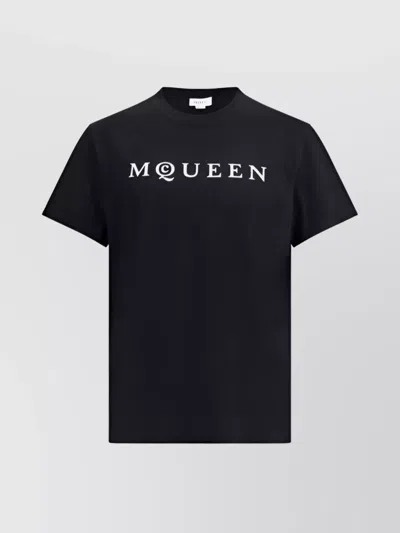 Alexander Mcqueen Logo Lettering Crewneck T-shirt In Black