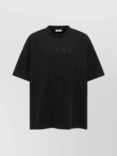 Fear Of God 'eternal' Black Crewneck T-shirt With Tonal Embroidery On The Front And Logo Patch On The Rear