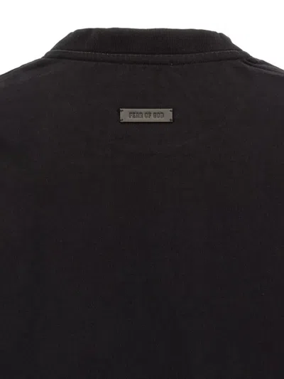 Fear Of God 'eternal' Black Crewneck T-shirt With Tonal Embroidery On The Front And Logo Patch On The Rear