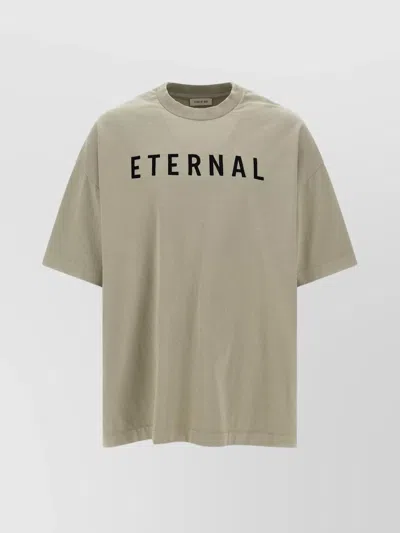 Fear Of God Grey T-shirt With Eternal Print On The Front And Logo Patch On The Back