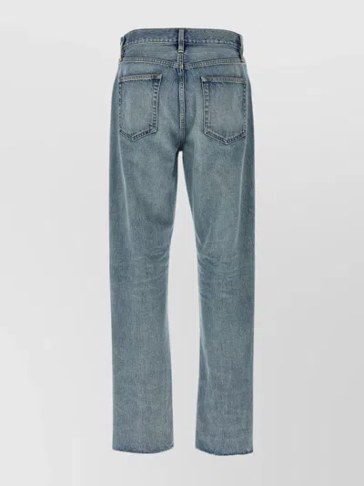 Fear Of God Five-pocket Raw Hem Straight Leg Jeans In Indigo 2