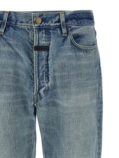 Fear Of God Five-pocket Raw Hem Straight Leg Jeans In Indigo 2