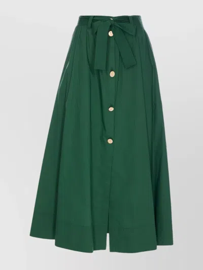 Liu •jo Liu Jo High-waisted Flared Midi Skirt With Button Closure In Green