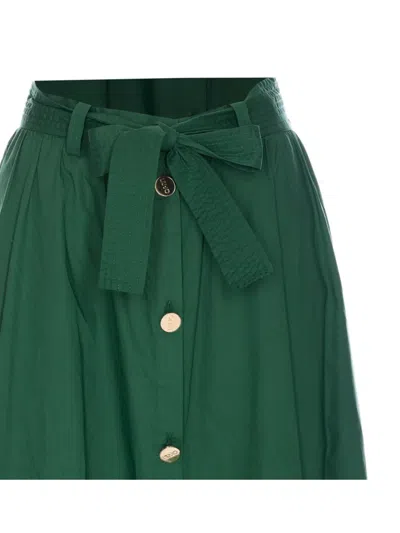 Liu •jo Liu Jo High-waisted Flared Midi Skirt With Button Closure In Green