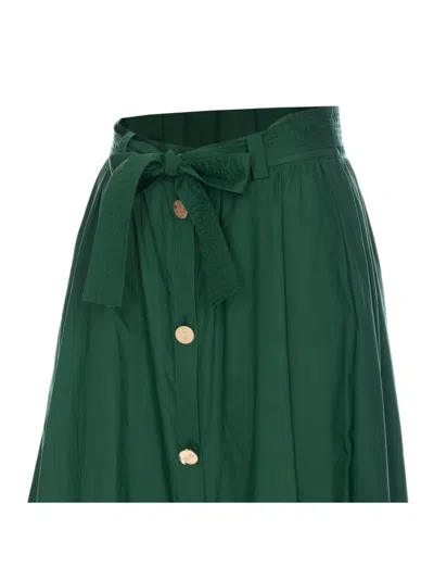 Liu •jo Liu Jo High-waisted Flared Midi Skirt With Button Closure In Green