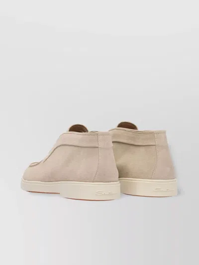 Santoni Slip-on Sneakers With Rubber Sole And Suede Finish
