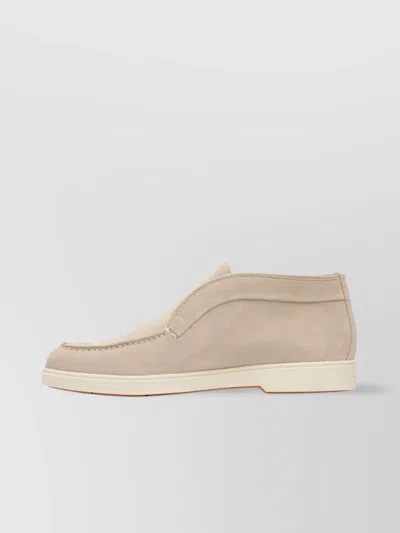 Santoni Slip-on Sneakers With Rubber Sole And Suede Finish