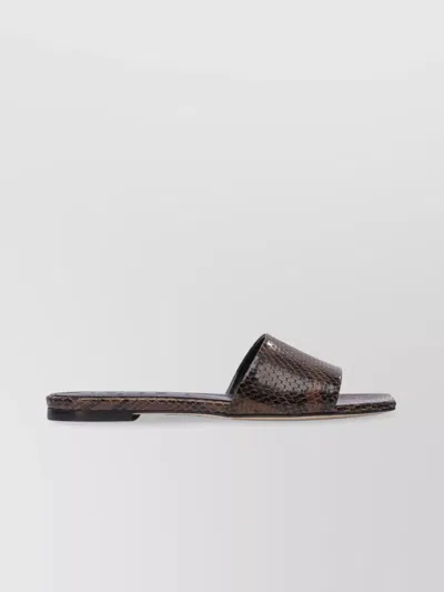 Aeyde Square Toe Flat Sole Sandals With Textured Finish