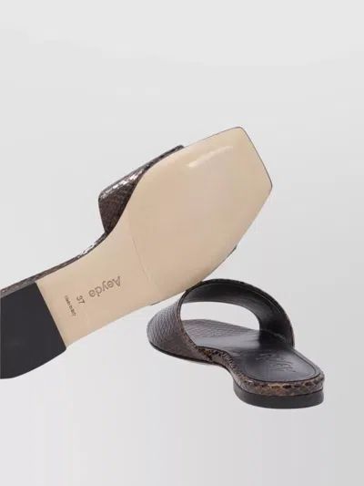 Aeyde Square Toe Flat Sole Sandals With Textured Finish