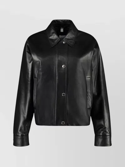 Burberry Leather Jacket In Black