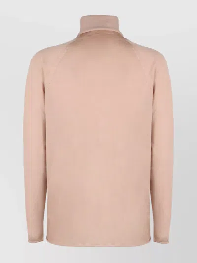 Kiton Ribbed Cashmere Turtleneck Sweater With Long Sleeves In Pink