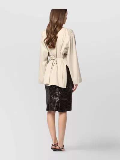 Tom Ford Glossy Croc Print Leather Mini Skirt In Brown