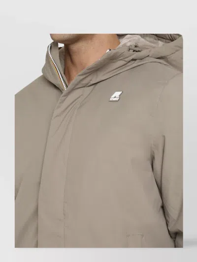 K-way Nylon Jacket With Hood And Drawstrings